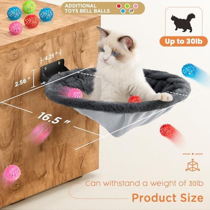 JUNSPOW Cat Hammock Wall Mounted, Foldable & Stable Cat Beds- Breathable Cats - Image 4