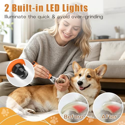6-Speed Dog Nail Grinder with Quiet, 2 LEDs & Anti-Slip - Image 4