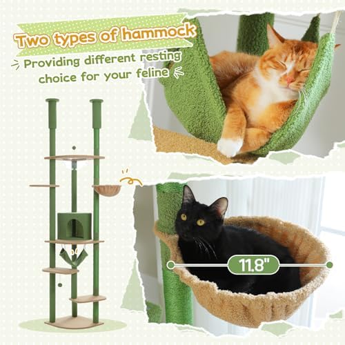 PEQULTI Floor to Ceiling Cat Tree, 92.9-101.6in Adjustable Cat Tower - Image 6