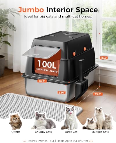 GTPLAYER XXL Stainless Steel Cat Litter Box - Image 2