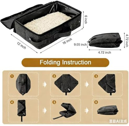 Foldable Cat Litter Box with Lid, Collapsible Travel Litter Box - Image 2