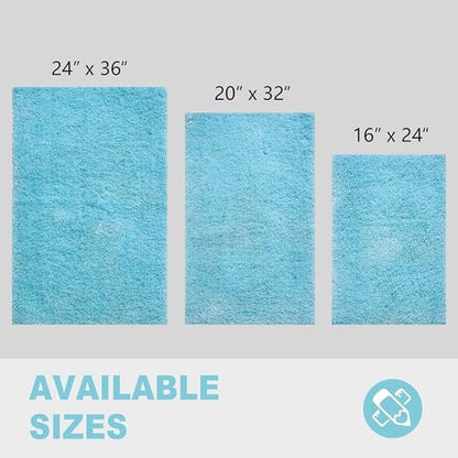 CozeCube Blue Shaggy Bath Mat 36"x24" Non Slip Washable Rug - Image 3