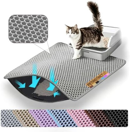 Cat Litter Mat, Double Layer Honeycomb Litter Box Mat by Petinstinct