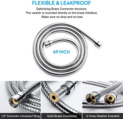 Blissland Shower Hose, 69 Inches Extra Long Stainless Steel Handheld Shower - Image 6