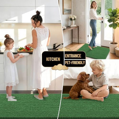 OLANLY Thick Chenille Absorbent Bathroom Rugs Mat 30x20, Olive Green - Image 6