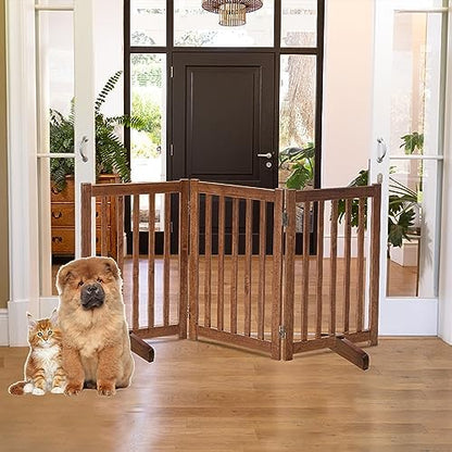 LZRS Wooden Free Standing Dog Gate 60" W x 30" H, Foldable Solid Hardwood Pet - Image 6