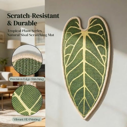 Premium Natural Sisal Botanical Leaf Cat Scratcher Mat, Extra Large Leaf-Shaped - Image 5