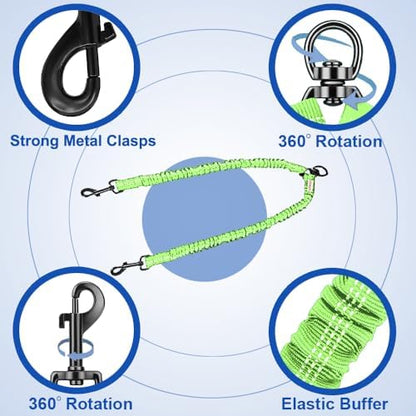 MingXpets Double Dog Leash, 360° Swivel Tangle Free Bungee Walking Training - Image 3