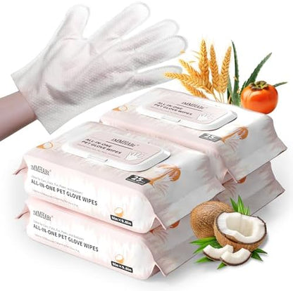 IMMHABI 100 Count Cleaning Deodorizing Pet Glove Wipes by IMMHABI