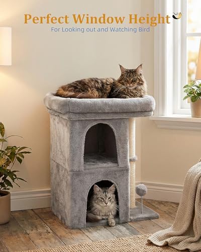 Aechonow Cat Tree for Large Cat, 2 Cozy Cat Condo House for Large & Fat Cats - Image 7