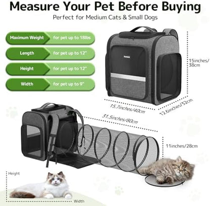 Pawtners Cat Backpack with Play Tunnel, Design - Image 4