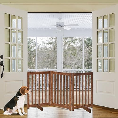 LZRS Wooden Free Standing Dog Gate 60" W x 30" H, Foldable Solid Hardwood Pet - Image 7