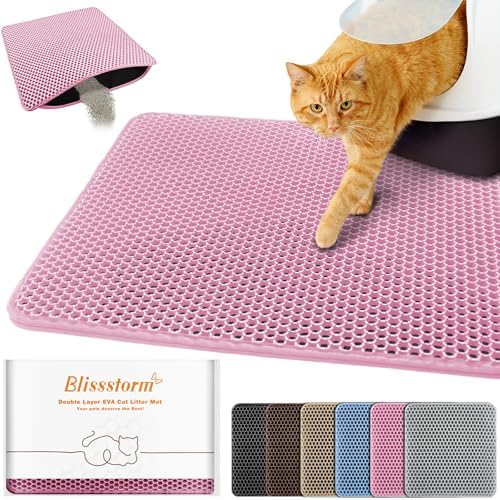 Cat Litter Mat 22"x30", Double Layer EVA litterbox Mat by BLISSSTORM