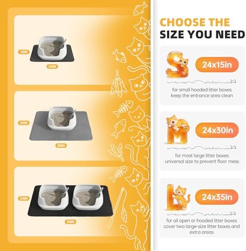 Cat Litter Mat 24x35 Inches, Honeycomb Double Layer Litter Trapping Mat - Image 2