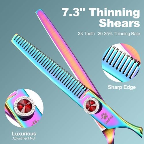 GLADOG 7 Inch Professional Dog Grooming Scissors Kit, 5-in-1 Titanium Coated - Image 4