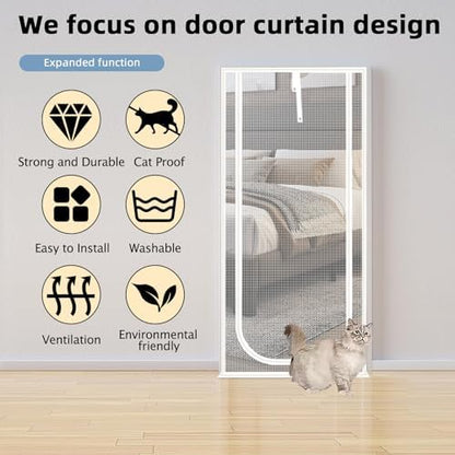 Reinforced Cat Screen Door, Fits Door Opening Size 36''x 84'', Thickened Cat - Image 4