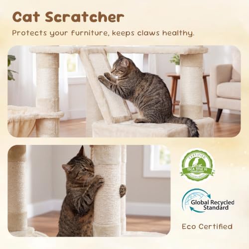 Heybly Cat Tree, 68 inch Multi-Level Cat Tower - Image 4