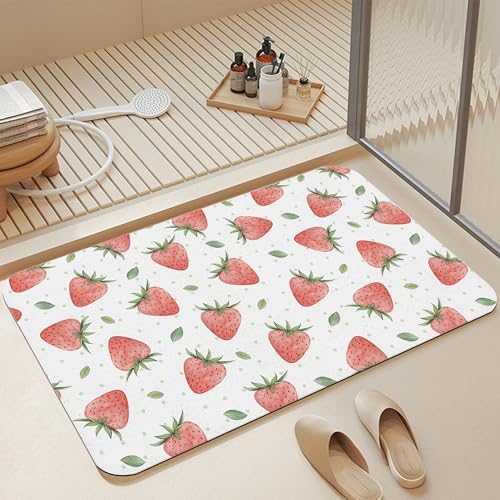Diatomaceous Bathroom Rugs, Sweet Fruits Non Slip Bath Mat, Quick Dry Easy to by Unknown