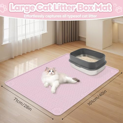 Silicone Cat Litter Mat for Litter Box 40”x28” Large Cat Mat - Image 2