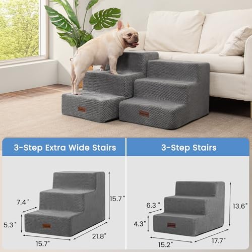 Aodisman Dog Stairs for Small Dogs, Wider 3-Step Pet Steps for Couch & Bed - Image 4