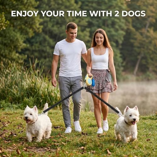 Double Dog Leash for Walking 2 Small Dogs, Dual Retractable 9.8ft Extendable - Image 7