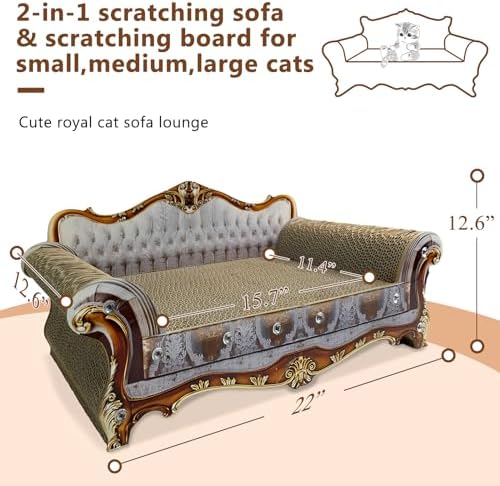 Luxury Couch Shaped Cardboard Cat Scratcher Sofa Bed, Cat Scratching Board - Image 2