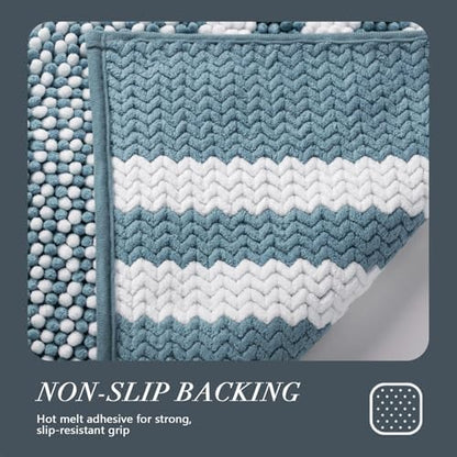BSICPRO Large Bathroom Rugs Runner, 20x47 Chenille Bath Mats, Denim Blue - Image 6