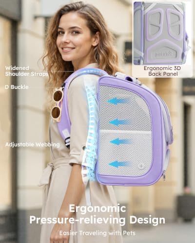 Pecute Cat Backpack Carrier, Large Space Cat Bubble Backpack, Light Purple - Image 4