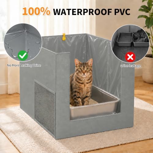 Aokeyee Extra Large Cat Litter Box Enclosure, Keep Dogs Out, Open Top High Side - Image 2