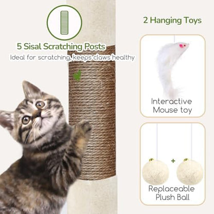 Globlazer 52in Cat Tree Tower for Indoor Cats, 2 Condos - Image 5