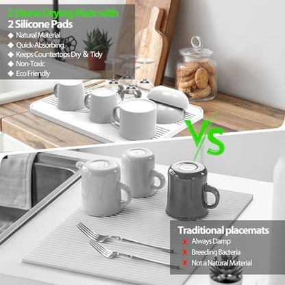 2 PCS Stone Dish Drying Mat ＆ Silicone Mat - Image 7