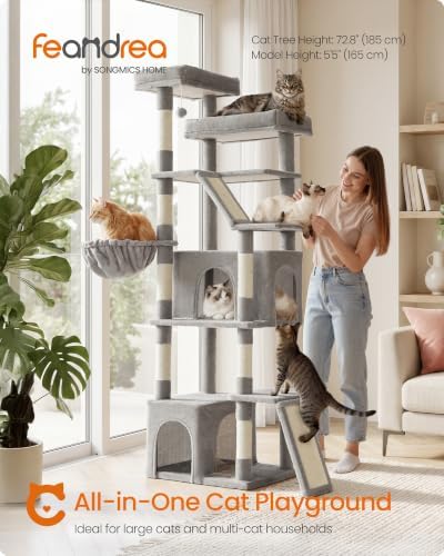 Feandrea 72.6-Inch Tall Cat Tree Tower - Image 2