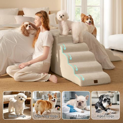 EHEYCIGA 5-Step Curved Dog Stairs - Image 2