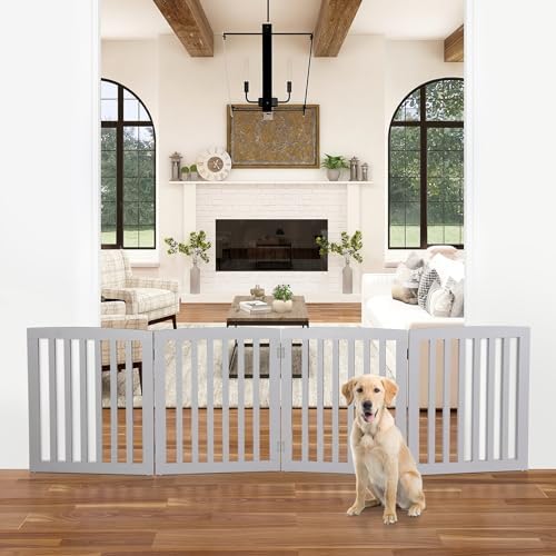 Dog Gate Pet Gate for House, Doorways 82x24 Inch 4 Panels Foldable Dog Fence by NovaMicrodermabrasion