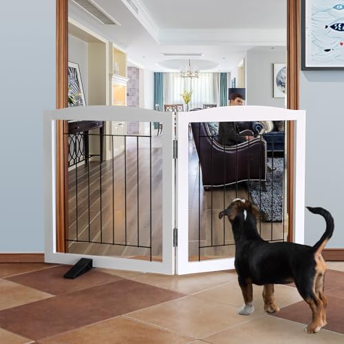 ZJSF Freestanding Dog Fence Indoor, Foldable Dog Gate by ZJSF