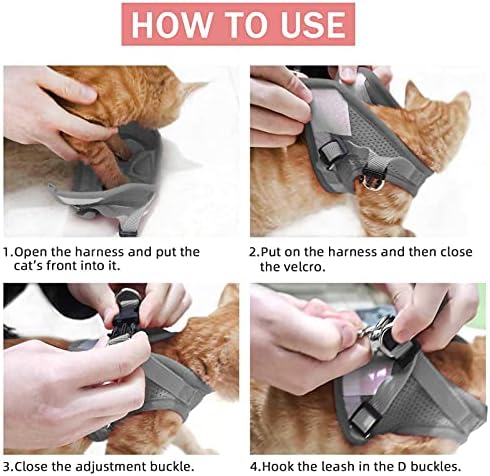 Cat Vest Harness and Leash Set, Escape Proof Kitten Harness Pink - Image 6