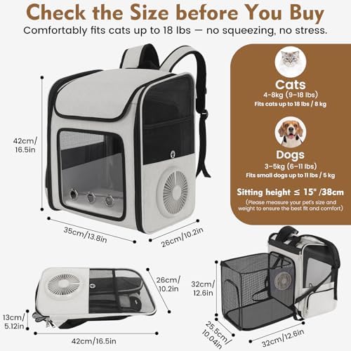 Cat Backpack Carrier with Cooling Fan & Heating Pad up to 18 lbs - Image 4