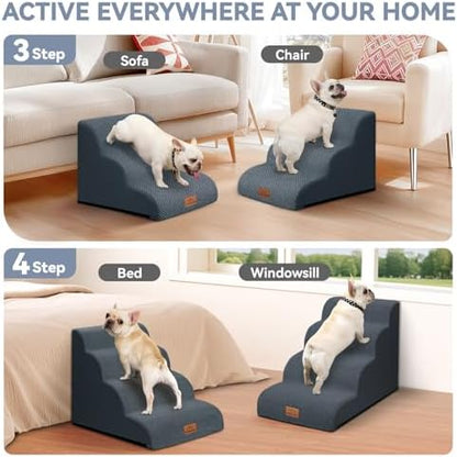 Zerbuger Dog Ramp and Stairs for Bed, Dark Grey 4 Steps 20" H - Image 3