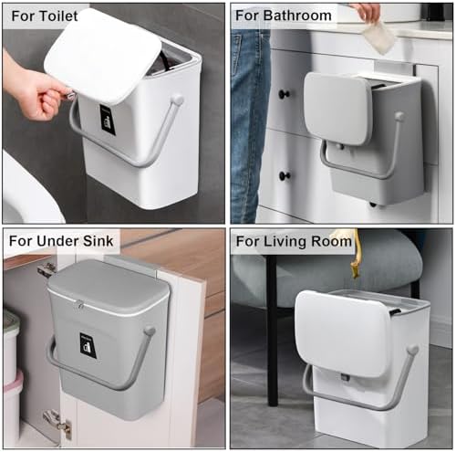 LALASTAR Small Trash Can with Lid, Kitchen Compost Bin - Image 7