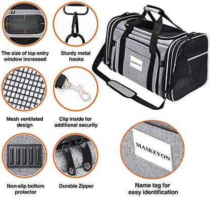 TSA Airline Approved Soft Sided Pet Carrier Top Loading 4 Side Expandable Large - Image 5