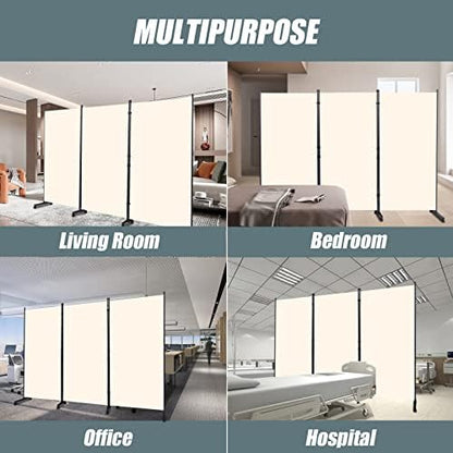 Room Divider 102'' Wide Folding Privacy Screen, 3 Panel Wall Divider w/Wheel - Image 6