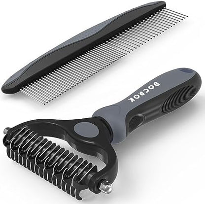 Docrok Pet Grooming Brush and Metal Comb Combo by DOCROK