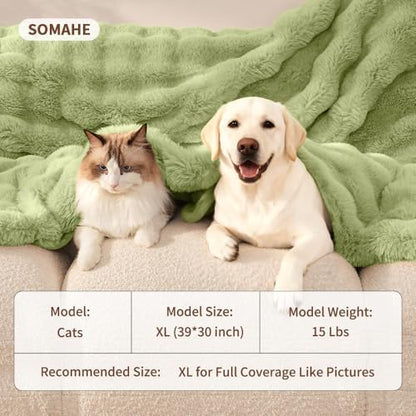 SOMAHE Dog Blanket for Couch Bed, Soft Faux Fur, Large 39x31 Fruit Green - Image 5