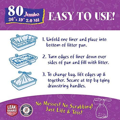 80 Count Fresh Kitty Litter Box Liners Super Thick, Easy Clean Up Jumbo - Image 6