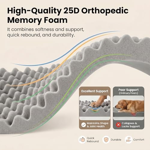 Orthopedic Medium Dog Bed 30 x 20Inch, L Shaped Memory Foam Pet Bed - Image 4