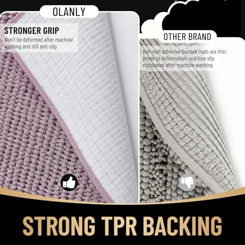 OLANLY Thick Chenille Small Bathroom Rugs Mats 24x16, Deep Plum - Image 5