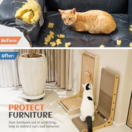PETKARAY Cat Scratcher, Sisal Cat Scratch Pad, L Shape Scratching Board - Image 3