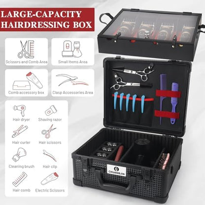 Large Barber Carrying Case, Hairdresser Tool Box Organizer Traveling Case - Image 3