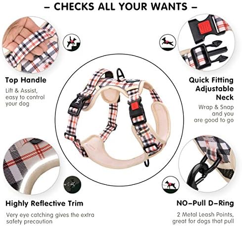 PoyPet Plaid Dog Harness Small, No Pull Vest - Image 4