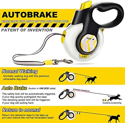 Fida AutoBrake Heavy Duty Retractable Dog Leash, 16 ft, - Image 2